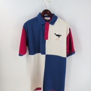 Vtg 90s Image Wear Maui Hawaii Color Block Golf Polo Shirt Blue White Red Size L